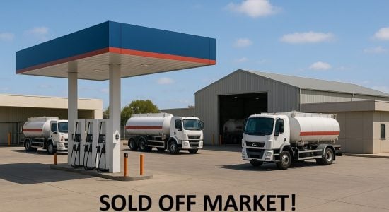 Fuel depot with tanker trucks, sold off market